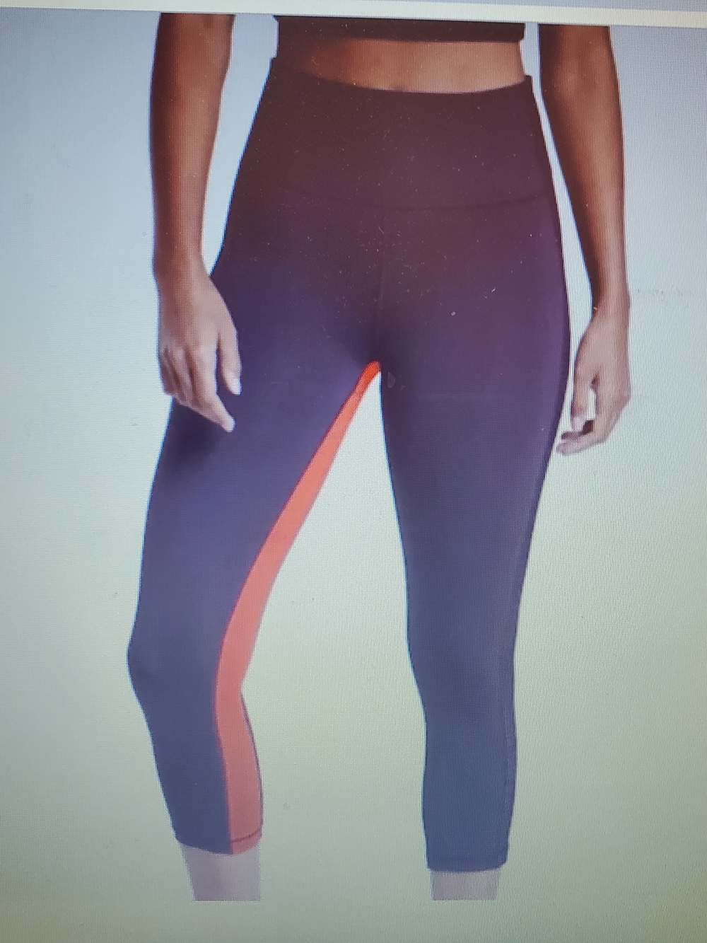 Athleta HIIT IT Mesh Plum Capri Leggings with Orange Inner Leg Stripe Size SP